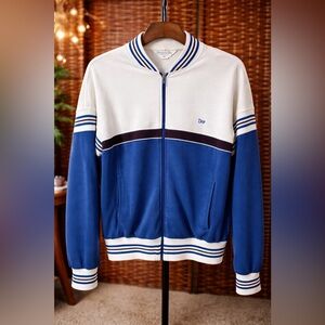 Vintage 1980s Christian Dior Monseiur Track Jacket Zip Up Blue White Stripe M